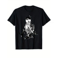 Skeleton Print Men's Cotton T-shirt, Graphic Tee Men's Outdoor Clothes, Men's Halloween Clothing, Casual Short Sleeve...