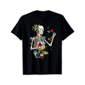Skeleton Print Men's Cotton T-shirt, Graphic Tee Men's Outdoor Clothes, Men's Halloween Clothing, Casual Short Sleeve...