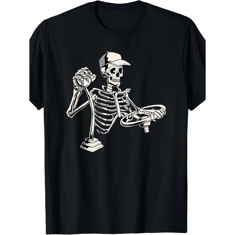 Skeleton Truck Driver - Funny Big Trucking Trucker T-Shirt - Cotton T-shirt Made in USA Hoodie, Sweatshirt | GrindPrints.com