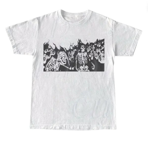 Skeletons On Fire Vintage 90s Graphic T-Shirt, Burning Skeleton Y2k Shirt, Retro Skeleton Grunge Tee, 90s Skull Shirt,...