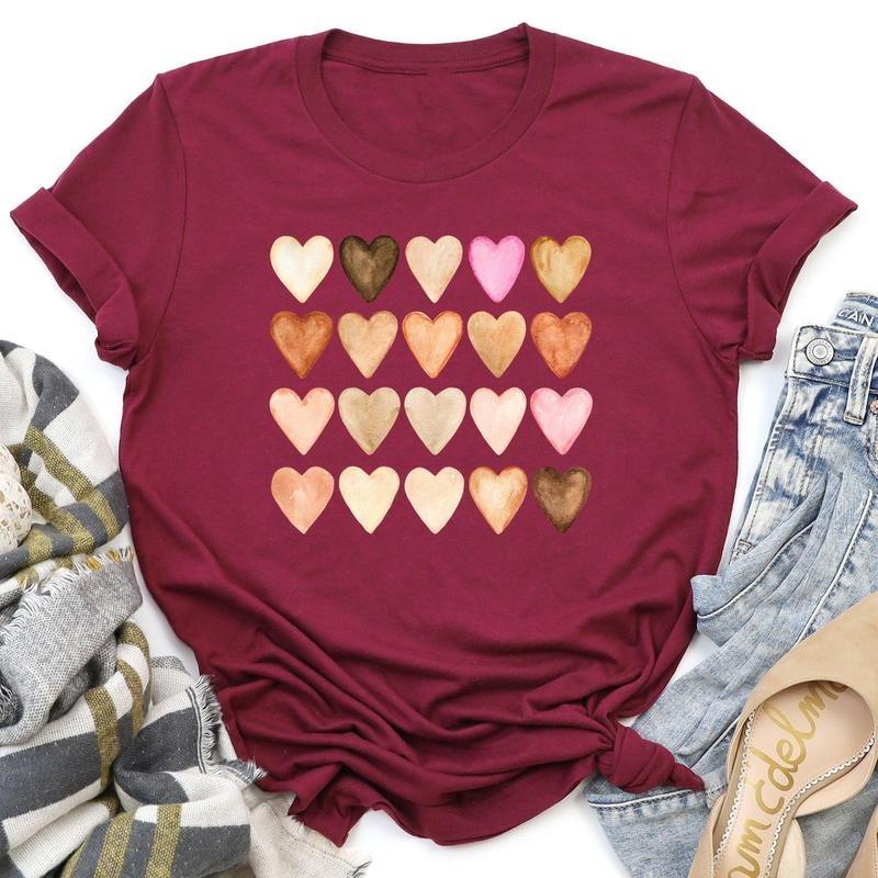 Skin Tone Hearts, Multicultural, Super Soft Tshirt, Valentine's Day Hoodie, Sweatshirt | GrindPrints.com