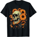 Skull Flowers on Rocker Sunflower Sugar Skull T-Shirt Made in USA Hoodie, Sweatshirt | GrindPrints.com