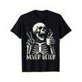 Skull Never Better Skeleton Drinking Coffee Halloween Party T-Shirt, 100% Cotton, Gift for Men Women Dad Mom Friends,...
