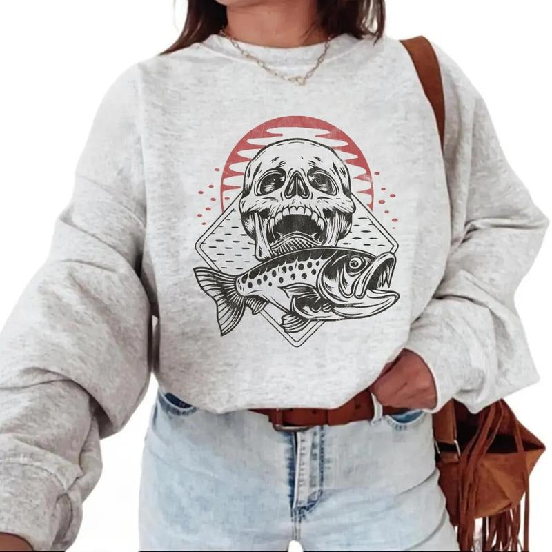 Skull Fish Dark Fishing Adventure Vintage Country Fisherman Fisherman Cotton Womenswear T-Shirts, Hoodie, Sweatshirt