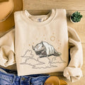 Sky Bison Embroidered Sweatshirt T-shirt, Appa Embroidered Crewneck, Anime Embroidered Shirt, Yip Yip Embroidered Shirt...