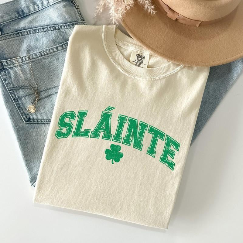 Slainte, Gaelic, Health, Luck, Collegiate, St Patrick's Day Comfort Colors Tshirt, Women's Crew Neck, Crewneck Hoodie,...