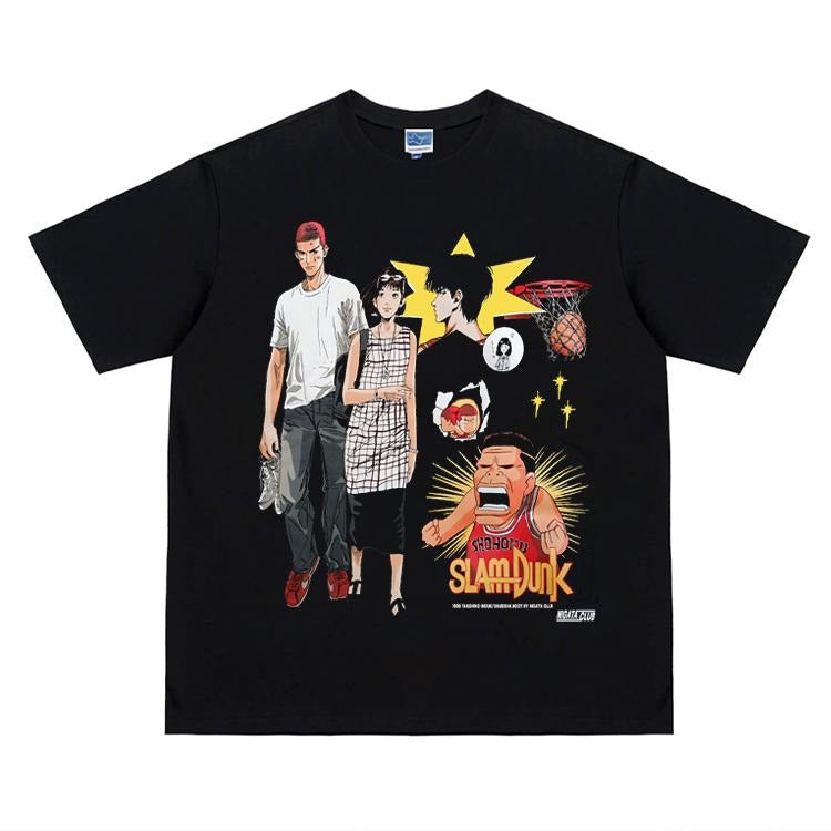 Slam Dunk "Youth" Heavyweight Vintage Tee 100% Cotton OVERSIZED Anime T-shirt Menswear Top Crew Necks Tshirt Casual...