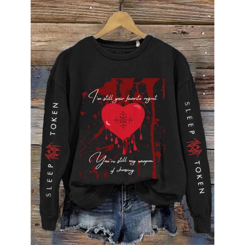 Sleep Token -  Retro Heart Print Vintage Sweatshirt - Hoodie, Gift For Fan Sleeves With Designs T-Shirts | GrindPrints.com