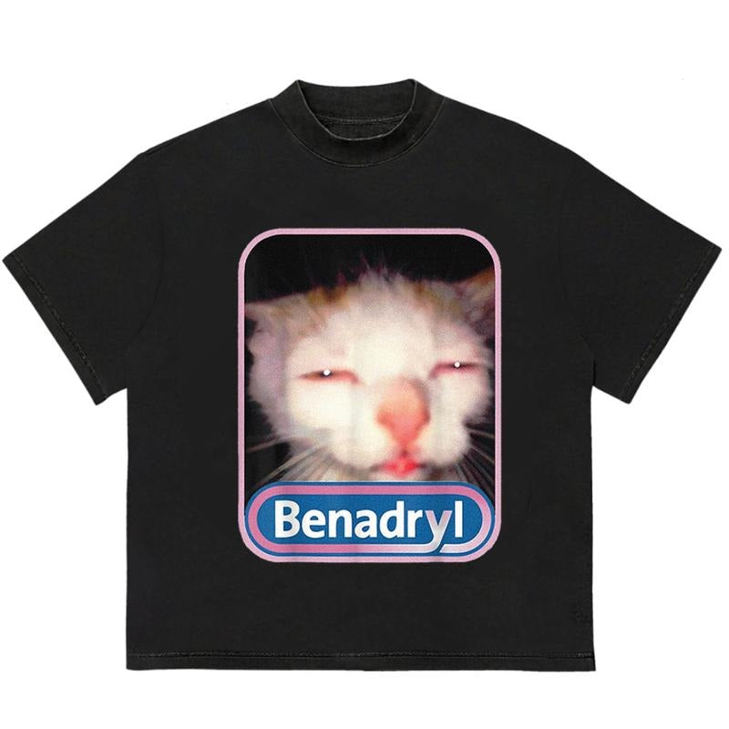 Sleepy Benadryl Catt T-Shirt Trendy Gift for Him Essential Trendy Fit Machine Washable Hoodie, Sweatshirt | GrindPrints.com
