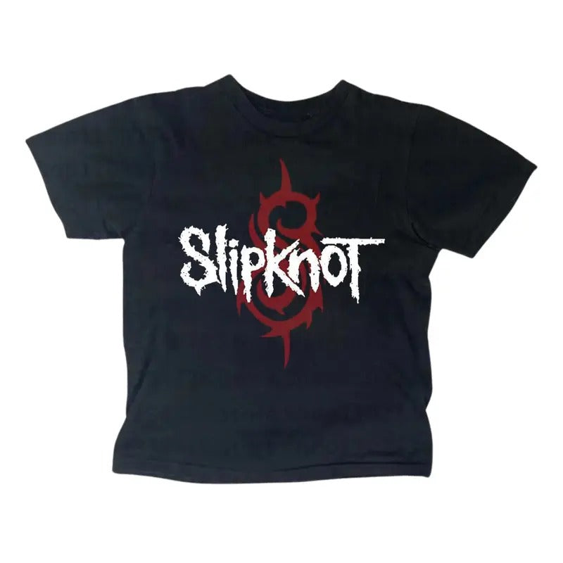 Slipknot Band Baby Tee, Metal Gothic Rock Band for Women, Y2K Streetwear, Goth Emo Girl Top, Scene Clothing 2000s, Short...