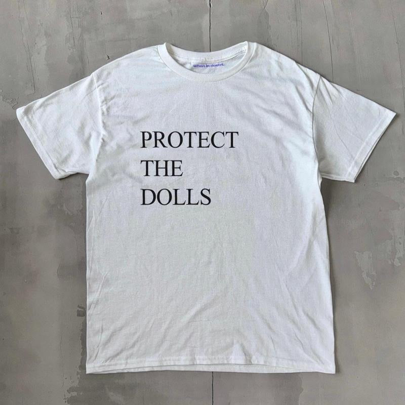 Slogan Unisex T-shirt - Protect The Dolls T-Shirt, Y2K Coquette Aesthetic, Stylish Tshirt Print, 90s