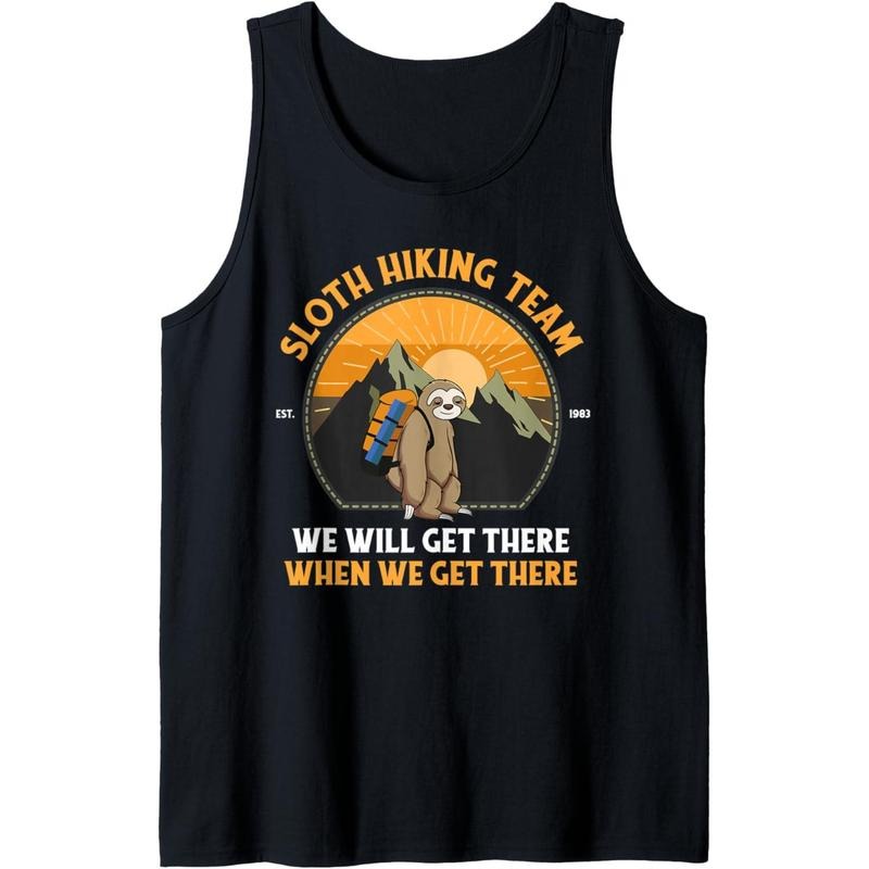 Sloth Hiking Shirt, Sloth Hiking Team Tank Top made in USA Hoodie, Sweatshirt | GrindPrints.com