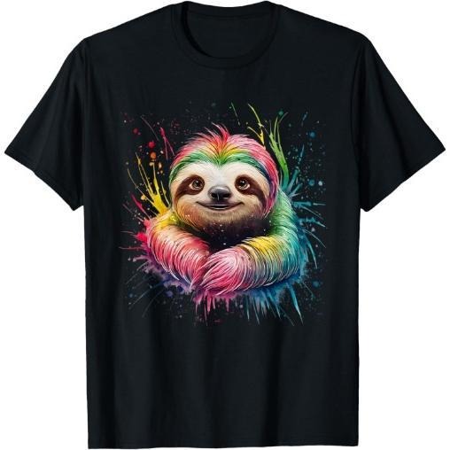 Sloth Men Colorful Watercolor Sloth T-Shirt Made in USA Hoodie, Sweatshirt | GrindPrints.com