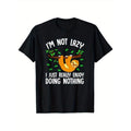 Sloths Print Men's Cotton T-shirt, Graphic Tee Men's Outdoor Clothes, Casual Short Sleeve Crew Neck T-shirt made in...