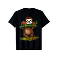 Sloths Print Men's Cotton T-shirt, Graphic Tee Men's Outdoor Clothes, Casual Short Sleeve Crew Neck T-shirt made in...