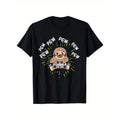 Sloths Print Men's Cotton T-shirt, Graphic Tee Men's Outdoor Clothes, Casual Short Sleeve Crew Neck T-shirt made in...