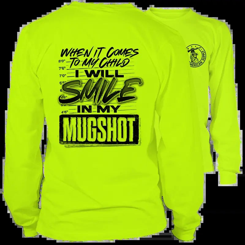 Smile My Mugshot Hi Visibility Safety Yellow Work Menswear Top Long Sleeve Cotton Collar Flag T-Shirts, Hoodie, Sweatshirt