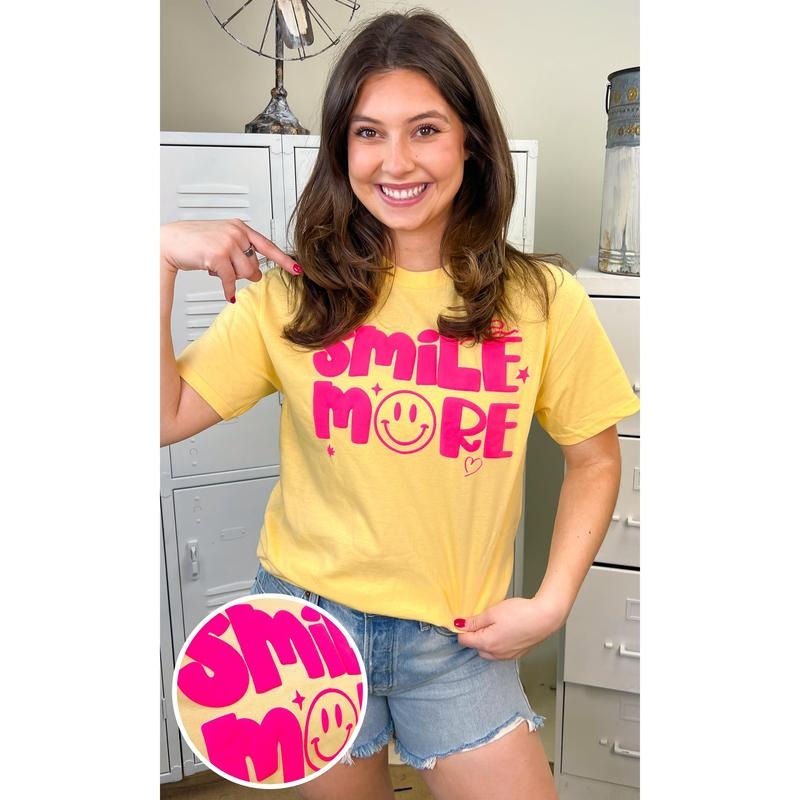 Smile More Puff Graphic T-Shirt Hoodie, Sweatshirt | GrindPrints.com