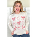 Smiley Bow Long Sleeve Graphic T-Shirt Hoodie, Sweatshirt | GrindPrints.com