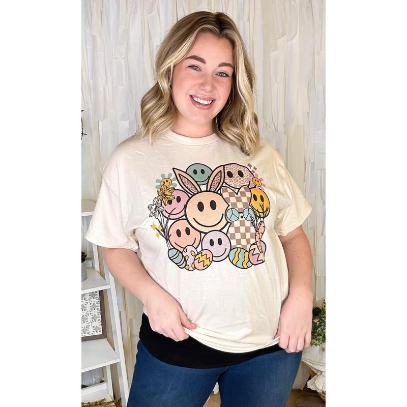 Smiley Easter Bunny Graphic T-Shirt Hoodie, Sweatshirt | GrindPrints.com