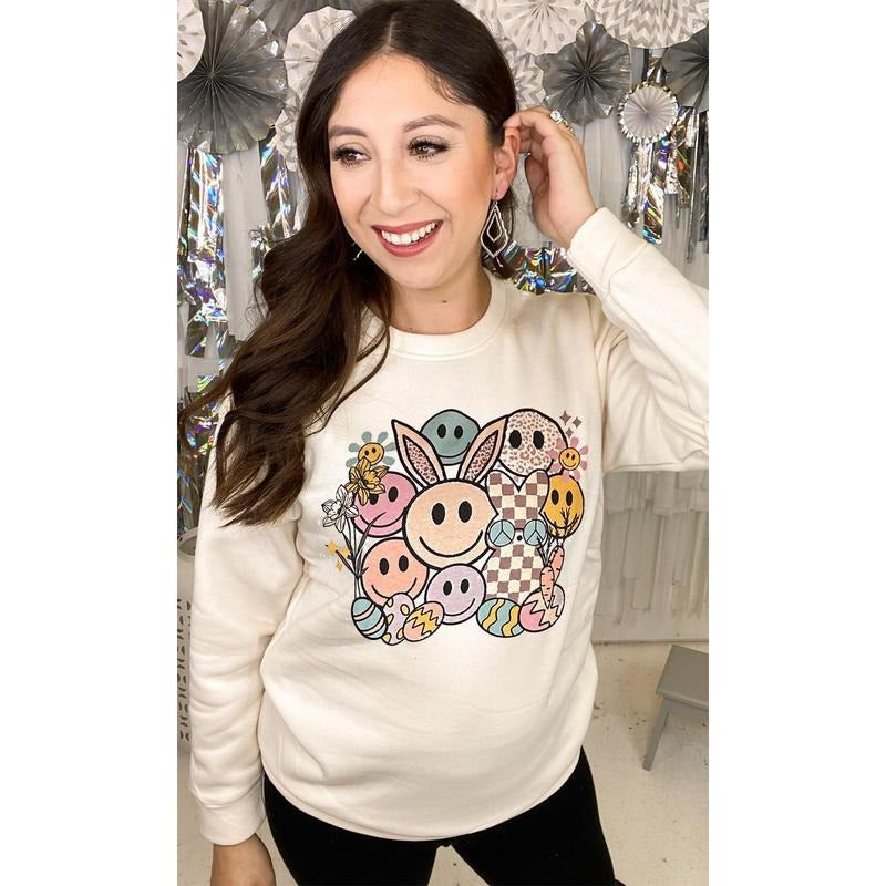 Smiley Easter Bunny Sweatshirt T-Shirts, Hoodie | GrindPrints.com