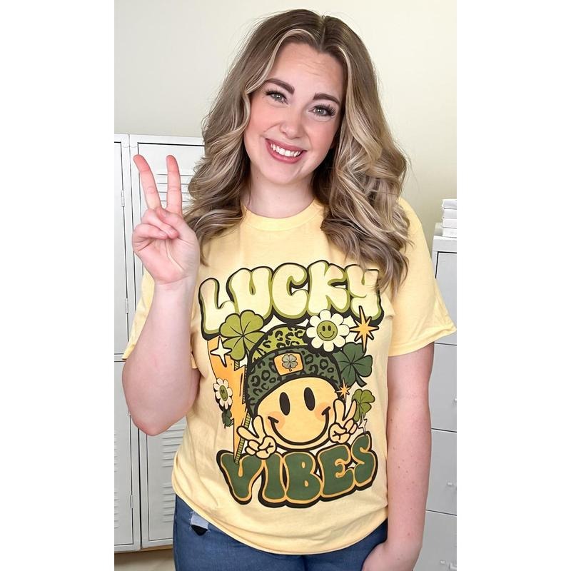 Smiley Lucky Vibes Adult Graphic T-Shirt Hoodie, Sweatshirt | GrindPrints.com