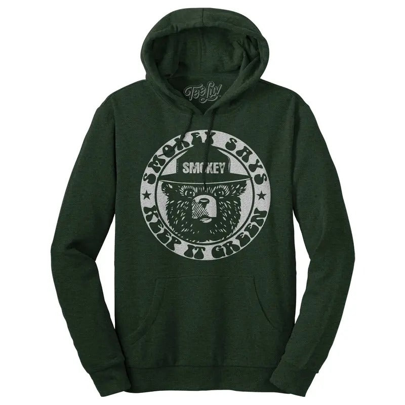 Smokey "Keep it Green" Pullover Hooded Sweatshirt - Green T-Shirts, Hoodie | GrindPrints.com
