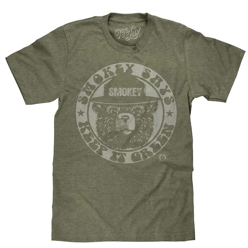 Smokey Bear Keep it Green Logo T-Shirt - Green Hoodie, Sweatshirt | GrindPrints.com