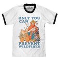 Smokey Bear Only You Can Prevent Wildfires Ringer T-Shirt - White and Black Hoodie, Sweatshirt | GrindPrints.com