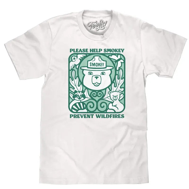 Smokey Bear Prevent Wildfires T-Shirt - White Hoodie, Sweatshirt | GrindPrints.com