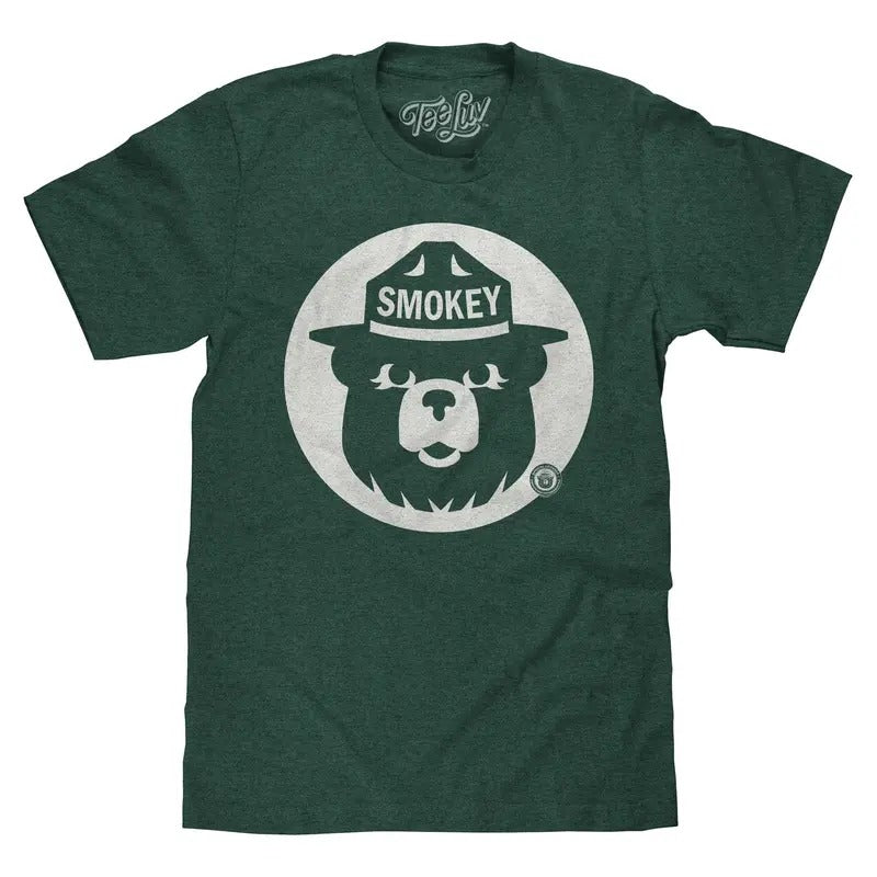 Smokey Bear Shirt Retro Mascot T-Shirt - Forest Green Hoodie, Sweatshirt | GrindPrints.com