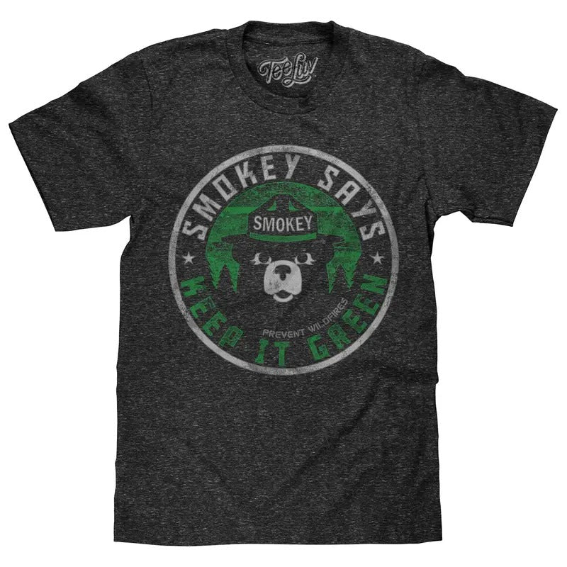 Smokey Says "Keep it Green, Prevent Wildfires" T-Shirt - Gray Hoodie, Sweatshirt | GrindPrints.com