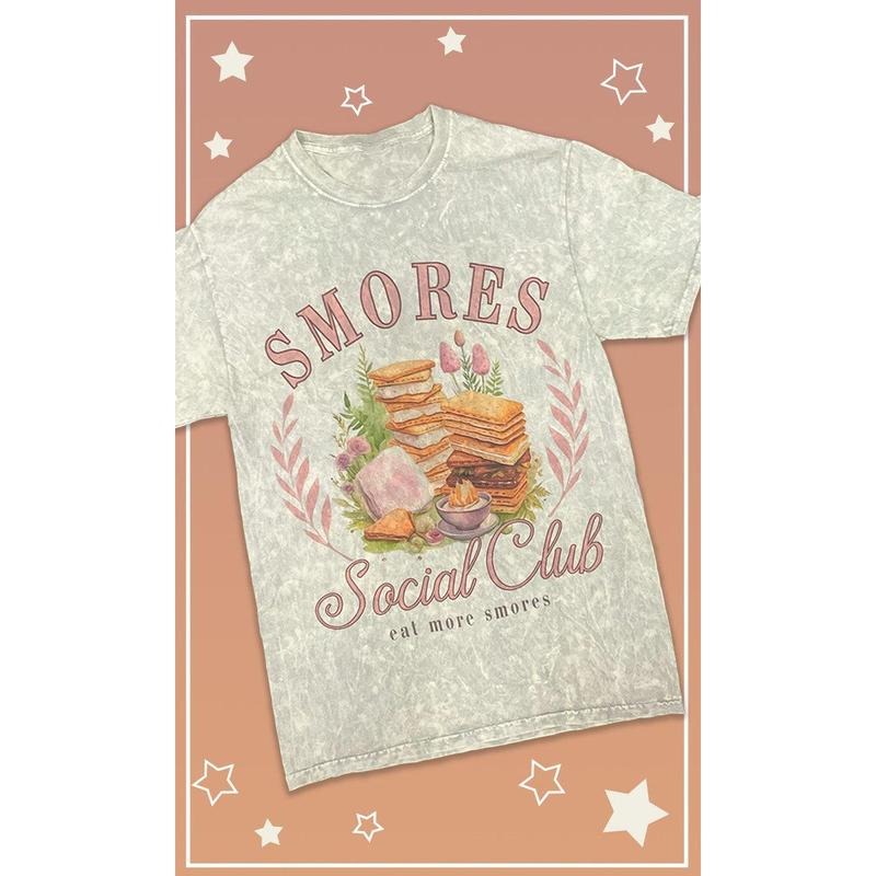 Smores Social Club Mineral Washed Graphic T-Shirt Hoodie, Sweatshirt | GrindPrints.com