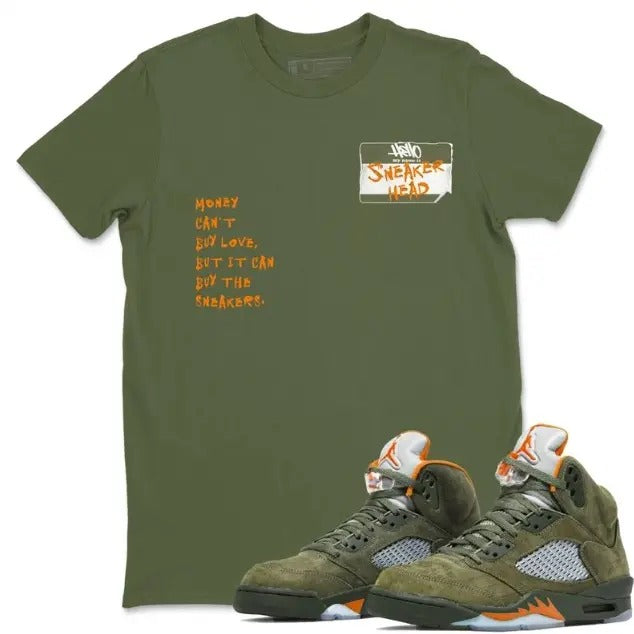 Sneakerhead Badge Unisex Crew Neck Sneaker Matching Tee Shirt To Match 5s Olive Hoodie, Sweatshirt | GrindPrints.com