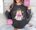 Snowman Sweatshirt Comfort Colors,  Cute Christmas Sweater Womenswear,  Holiday Crewneck T-Shirts, Hoodie | GrindPrints.com