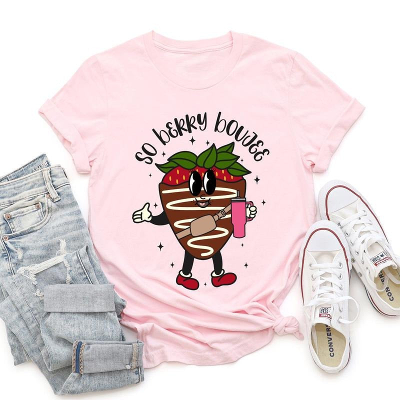 So Berry Boujee, Chocolate Strawberry, Bougie, Super Soft Tshirt, Valentine's Day Hoodie, Sweatshirt | GrindPrints.com