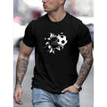 Soccer Graphic Print Men's Creative Top, Casual Short Sleeve Crew Neck T-shirt, Men's Clothing For Summer Outdoor Made in...
