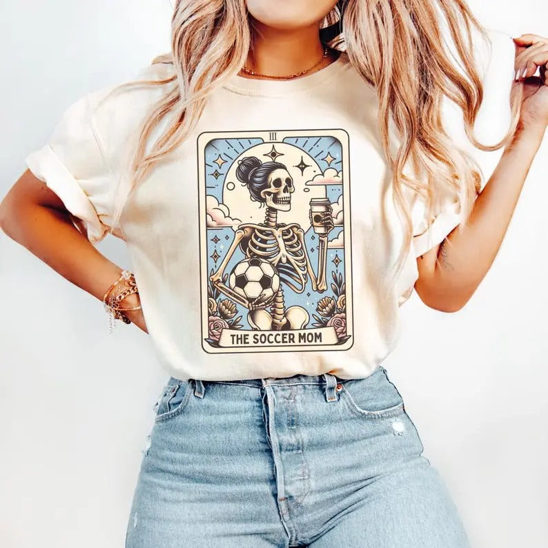 Soccer Mom Shirt, Soccer Mom Tarot Card T-shirt, Halloween Soccer Mama Tee, Mothers Day Gift for Soccer Mom, Skeleton...