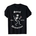 Social Art Distortion Graphic Tee - Soft, Breathable, Comfortable Cotton Top with Unique Band Music Print Design