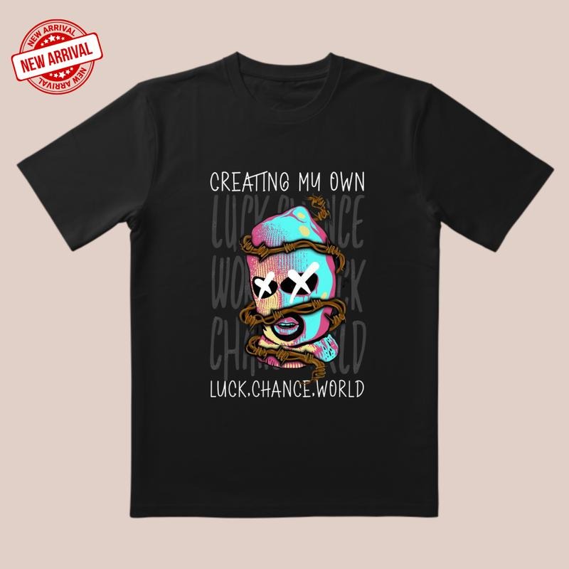 Never Surrender! 'Never Give Up' Tee | Cartoon Avatar & Purple-Pink Gradient | Trendy All-Day Style for...
