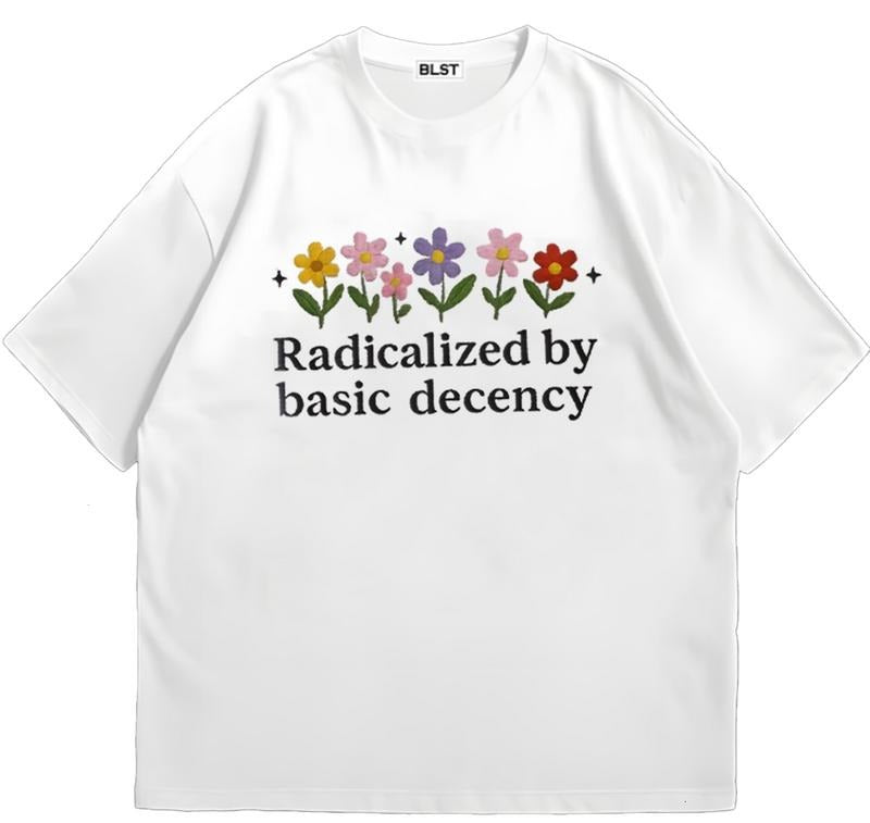 Socialist Radicalized by Basic Decency T-Shirt Retro Graphic Tee Retro Graphic Hoodie, Sweatshirt | GrindPrints.com