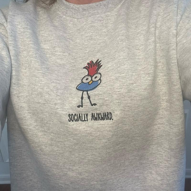 Socially Awkward Embroidered Crewneck Sweatshirt Comfort T-Shirts, Hoodie | GrindPrints.com
