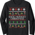 Sock Monkey Christmas Ugly Christmas Sweater Long Sleeve T-Shirt Hoodie, Sweatshirt | GrindPrints.com