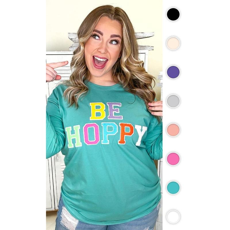 Soft Chenille Be Hoppy Easter Adult Long Sleeve Shirt Hoodie, Sweatshirt | GrindPrints.com