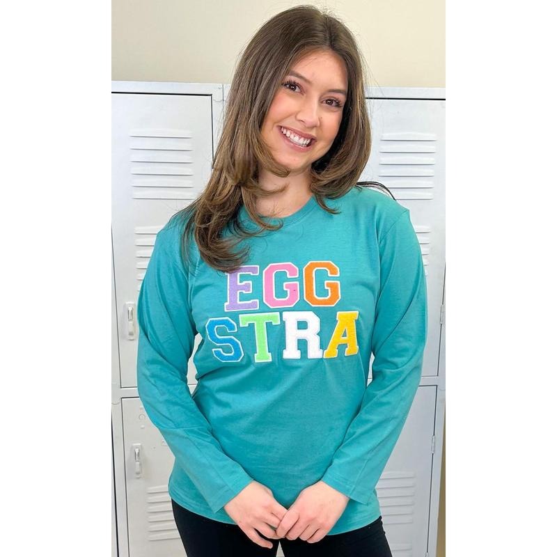 Soft Chenille Eggstra Boyfriend Long Sleeve - Cozy Easter Vibes #EggstraFun #EasterLongSleeve #ChenilleGlow T-Shirts,...