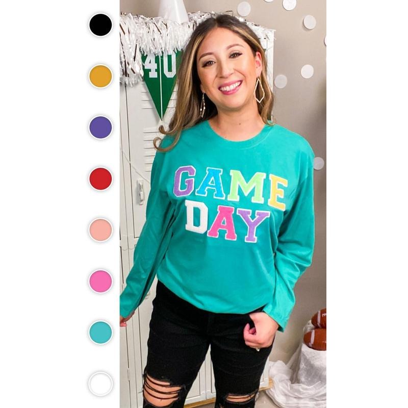 Soft Chenille Game Day Boyfriend Long Sleeve T-Shirts, Hoodie, Sweatshirt | GrindPrints.com