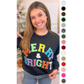 Soft Chenille Merry and Bright Graphic Sweatshirt T-Shirts, Hoodie | GrindPrints.com