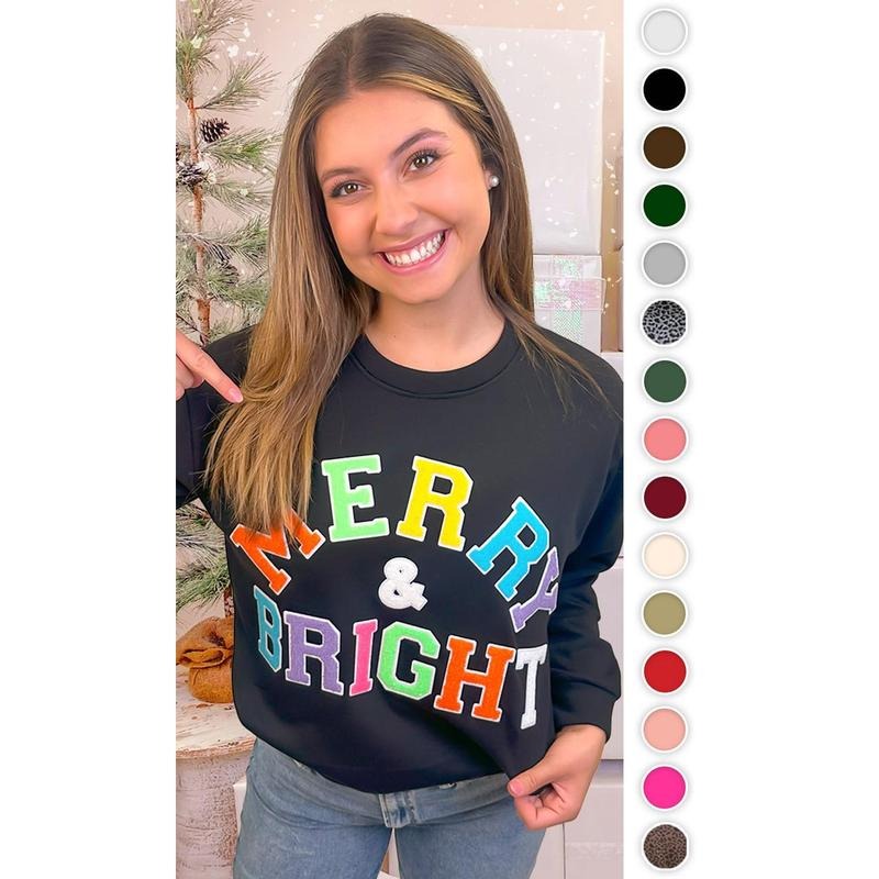 Soft Chenille Merry and Bright Graphic Sweatshirt T-Shirts, Hoodie | GrindPrints.com