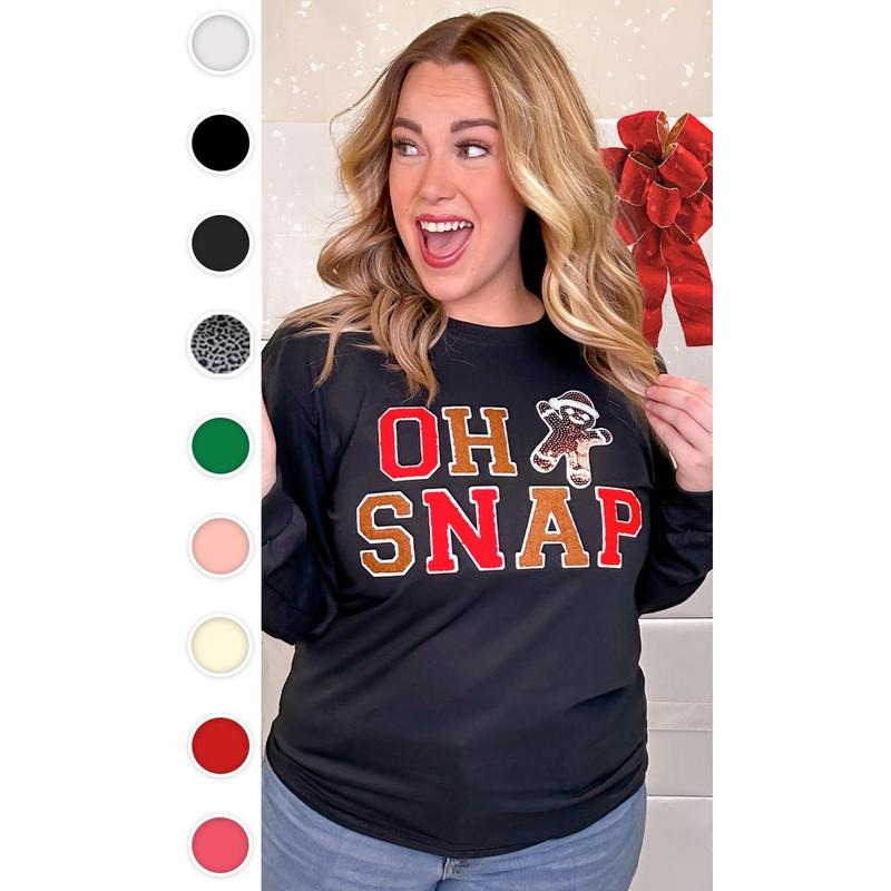Soft Chenille Oh Snap Graphic Long Sleeve T-Shirt Hoodie, Sweatshirt | GrindPrints.com