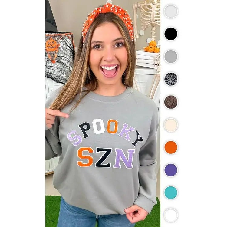 Soft Chenille Spooky SZN Graphic Sweatshirt T-Shirts, Hoodie | GrindPrints.com